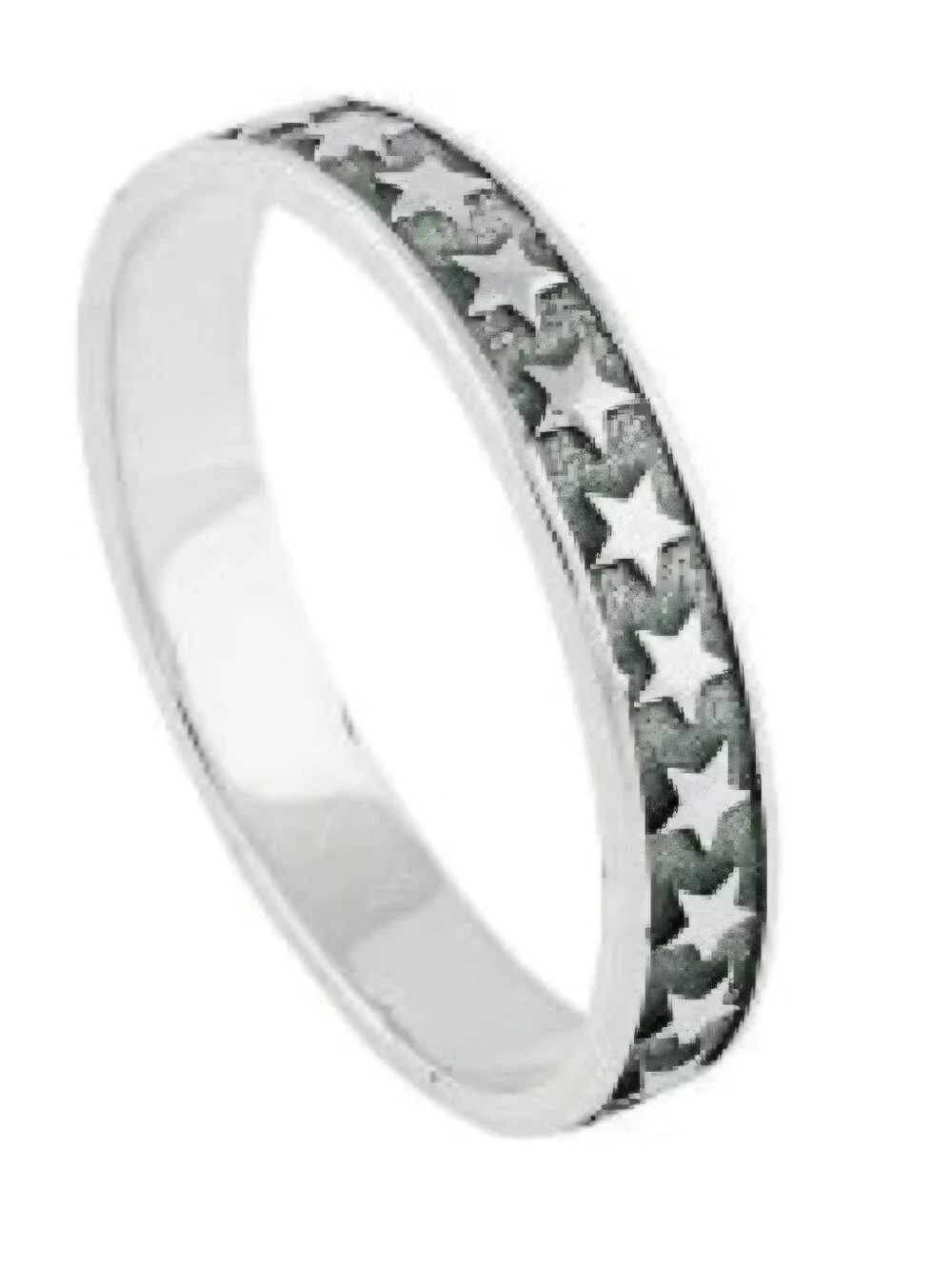 Silver Ring Unisex Band With Embossed Stars Fashion Jewelry Accessories Size 6